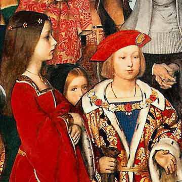 Richard Burchett Erasmus of Rotterdam visiting the children of Henry VII at Eltham Palace in 1499 and presenting Prince Henry with a written tribute. oil painting image
